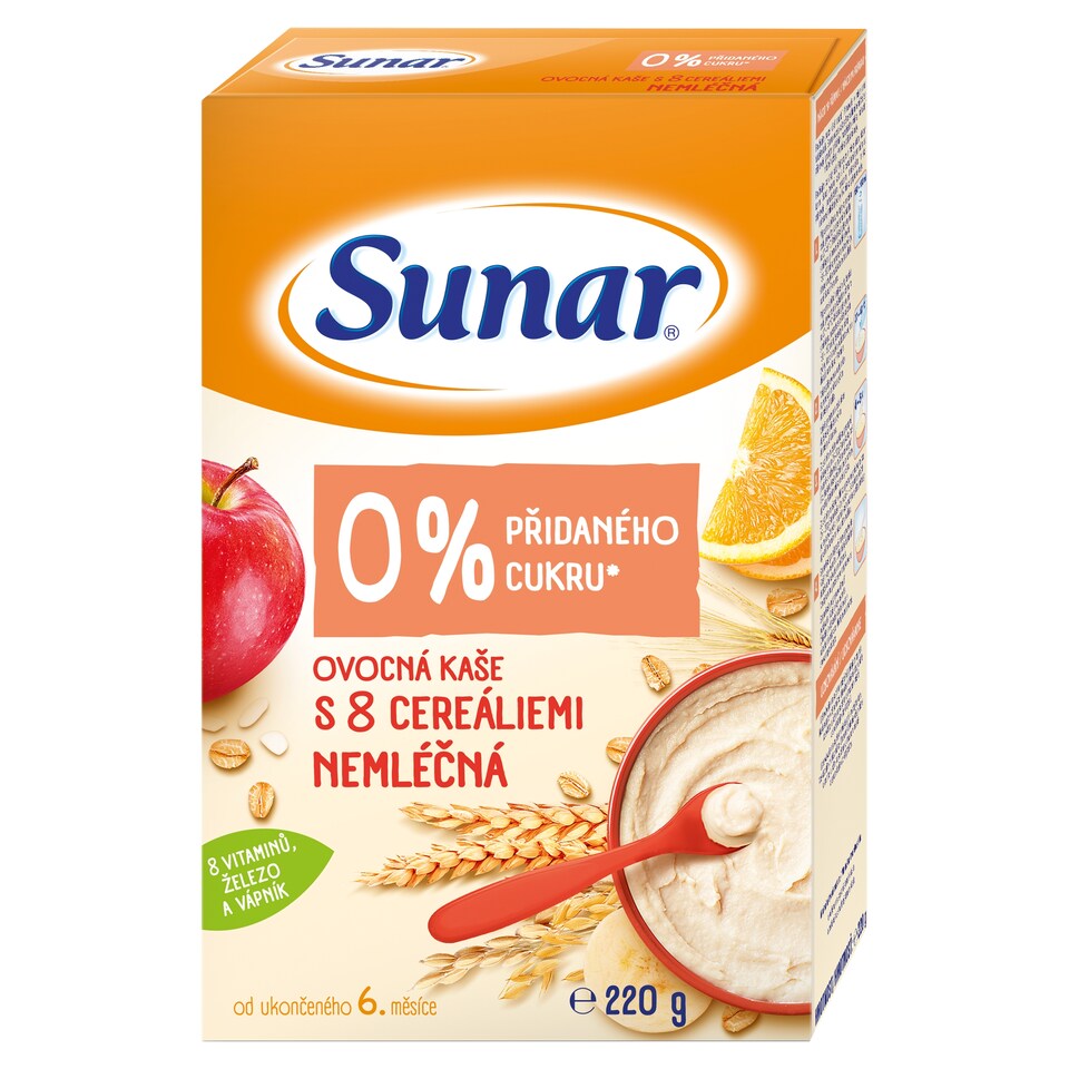 Obrázek 1 pro produkt Sunar ovocná nemléčná kaše s 8 cereáliemi 220g