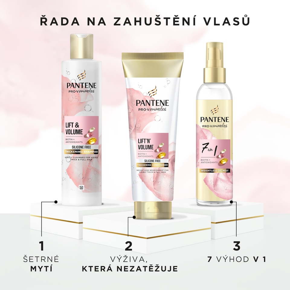 Obrázek 1 pro produkt Pantene Pro-V Miracles Lift'N'Volume Šampon pro Husté Vlasy s Biotinem 250ml. Bez Silikonů