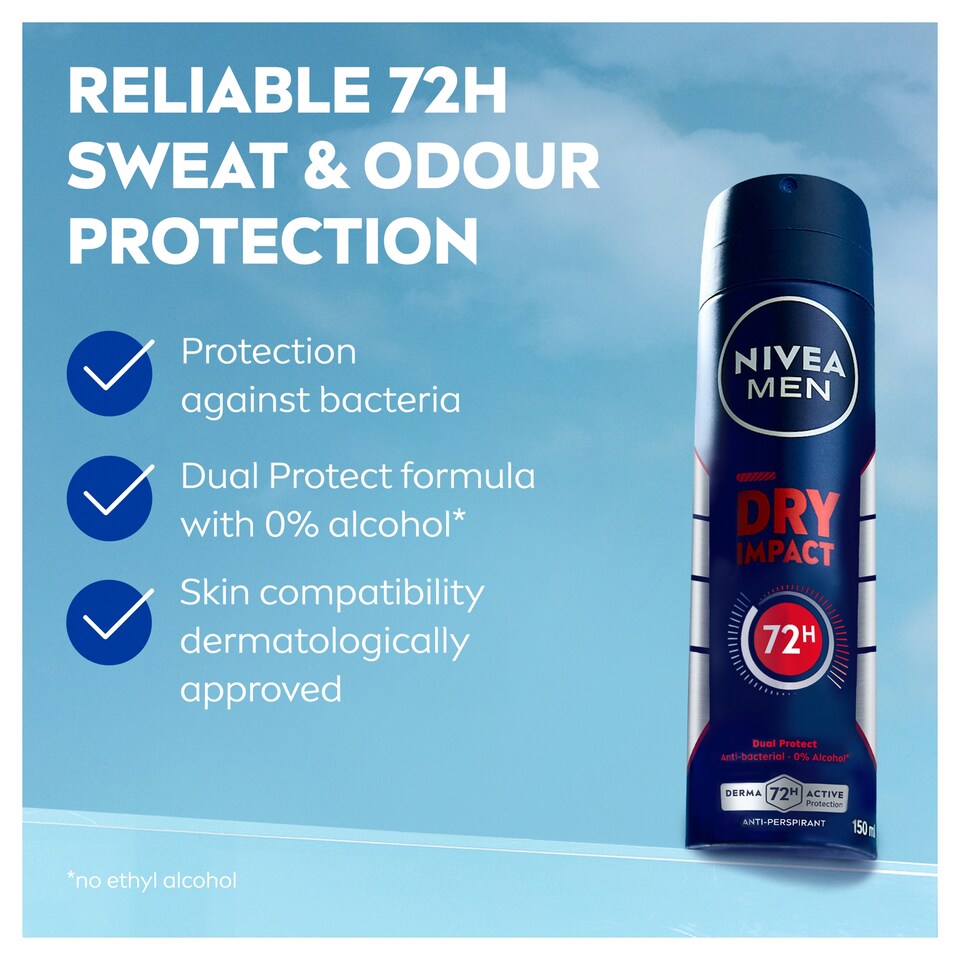 image 1 of Nivea Men Dry Impact Antiperspirant Deodorant 150Ml