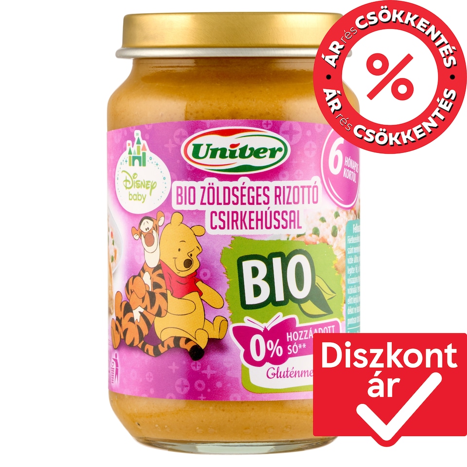 Univer Disney Baby bio zöldséges rizottó csirkehússal bébiétel 6 hónapos kortól 163 g  1. kép