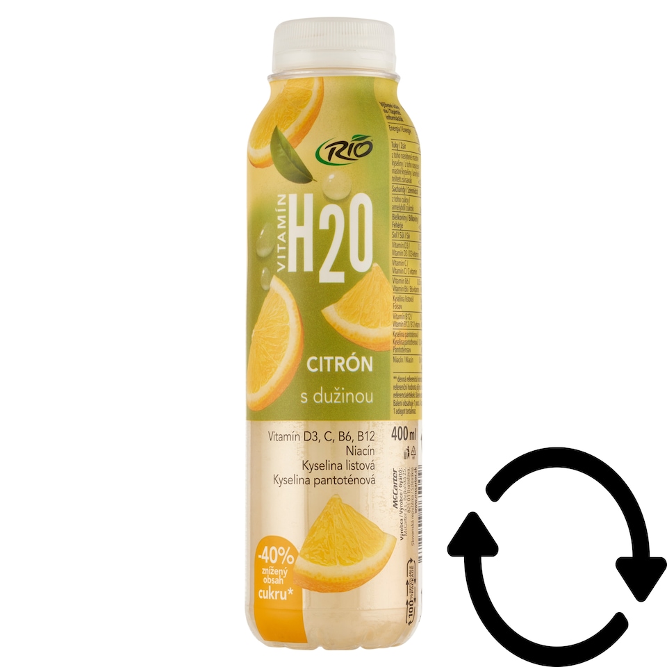 Rio H2O Lemon szénsavmentes és alkoholmentes ital forrásvízből rosttal és vitaminokkal 400 ml