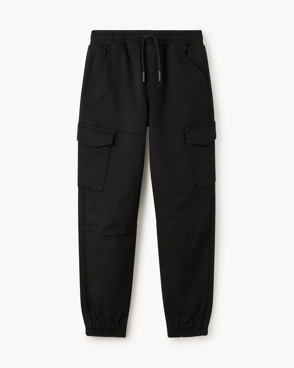 image 1 of F&F Boys 2-Pack Cotton Rich Cargo Joggers in Black