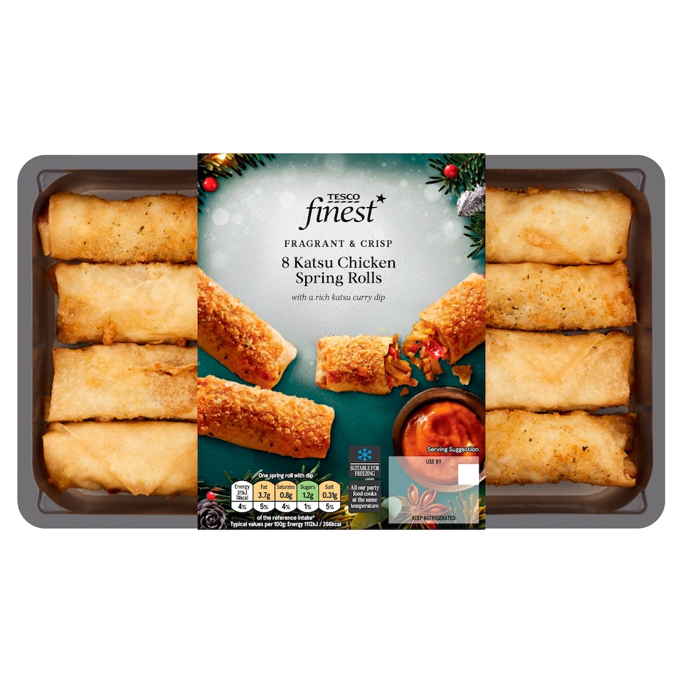 Tesco Finest 8 Crispy Katsu Chicken Spring Rolls 242G