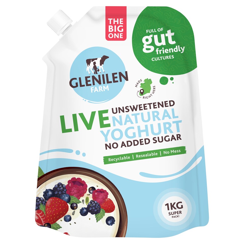 Glenilen Farm Live Unsweetened Natural Yoghurt No Added Sugar 1kg