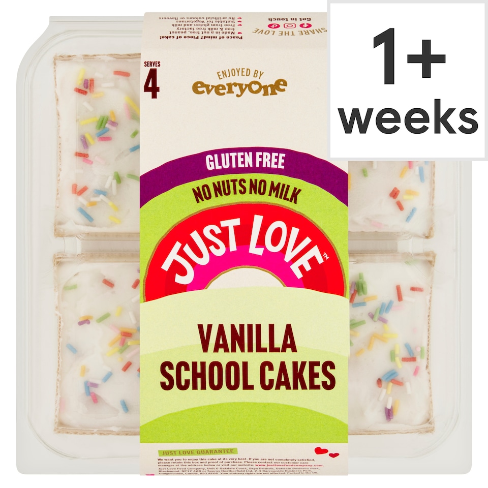 Just Love Gluten Free Vanilla School Cakes 4 Pack