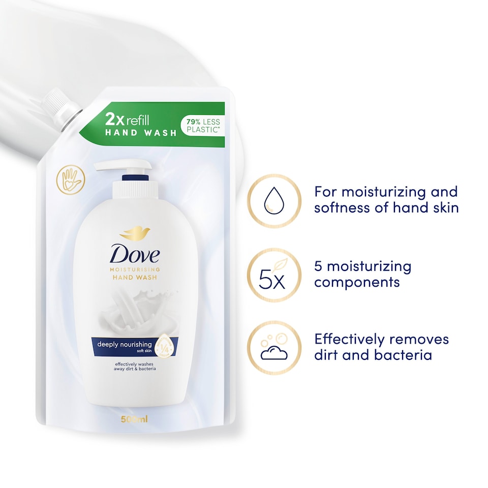 image 1 of Dove Fine Silk Caring Liquid Soap Handwash Refill 500ml