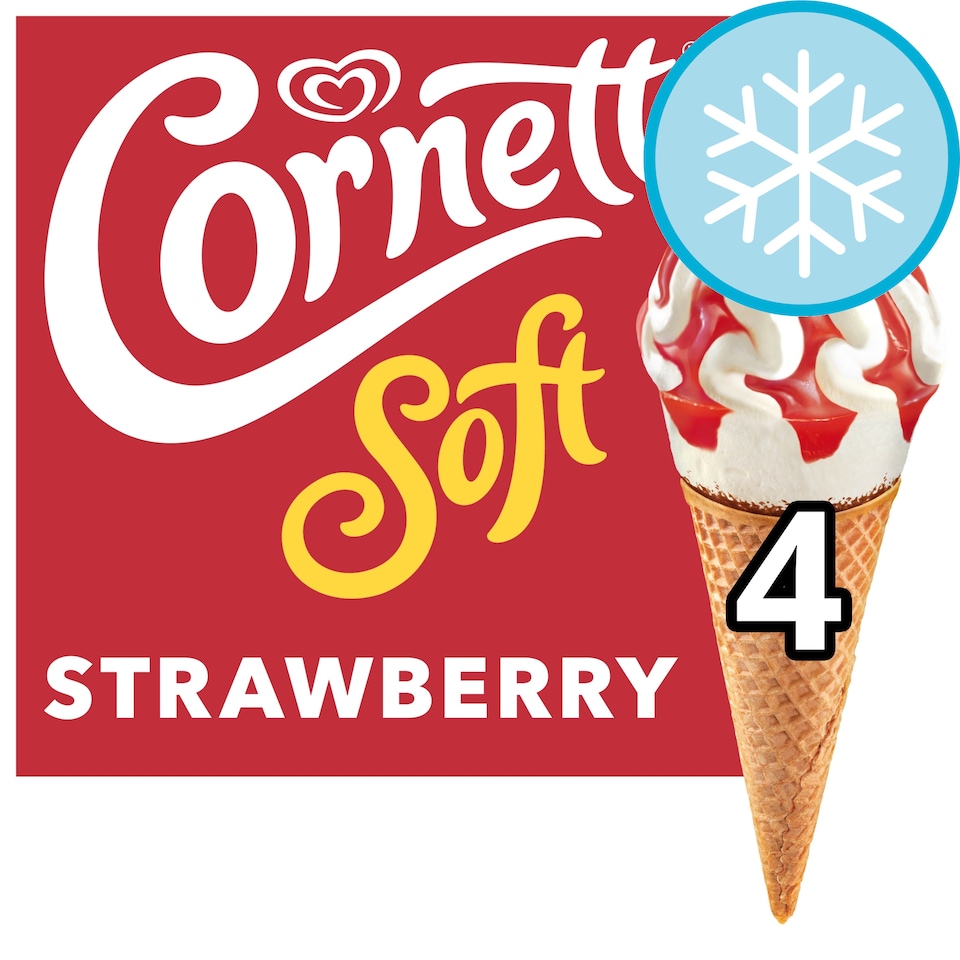 image 1 of Cornetto Soft Strawberry Ice Cream 4 x 140ml