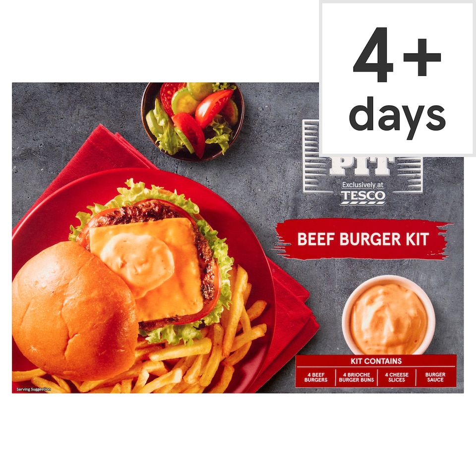 Tesco Fire Pit Beef Burger Kit 740g