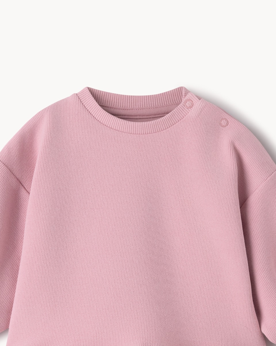 image 1 of F&F Baby Cotton Blend Frill Sweatshirt and Leggings Set in Pink