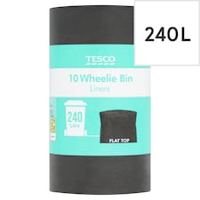 Tesco Flat Top Wheelie Bin Liners 240 Litre 10 Pack