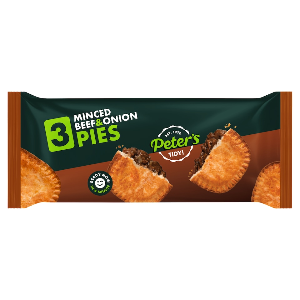 Peters Minced Beef & Onion Pie 3 Pack (L)