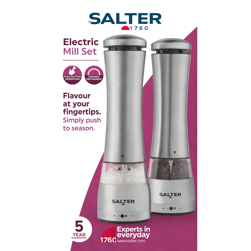 image 1 of Salter Electric Salt & Pepper Grinder Set 2 Pk