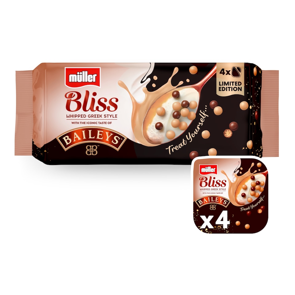 Muller Bliss Whipped Greek Style Baileys Yogurt Limited Edition 4x100g