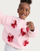 image 1 of F&F Girls Cotton Rich Candy Cane Bow Sweatshirt in Pink