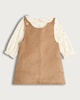 image 2 of F&F Baby 3-Piece Faux Suede Pinafore, Bodysuit and Tight Set in Brown