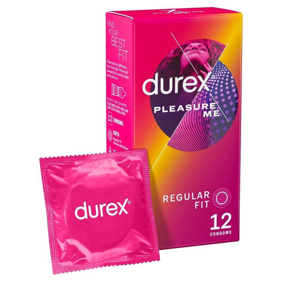 image 1 of Durex Pleasure Me Condoms Ribbed & Dotted Regular Fit 12 Pack