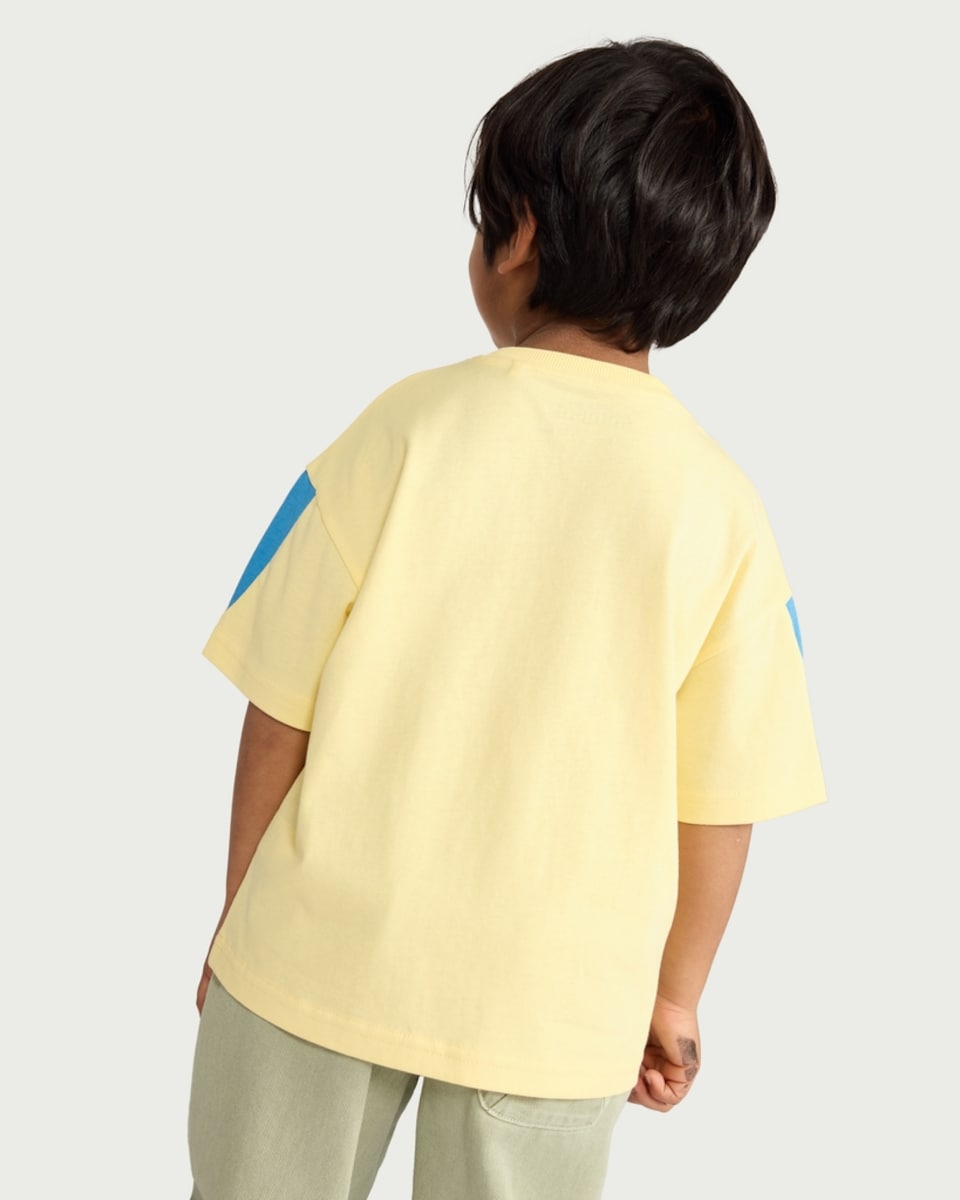 image 1 of Minions Pure Cotton Football Print T-Shirt in Yellow
