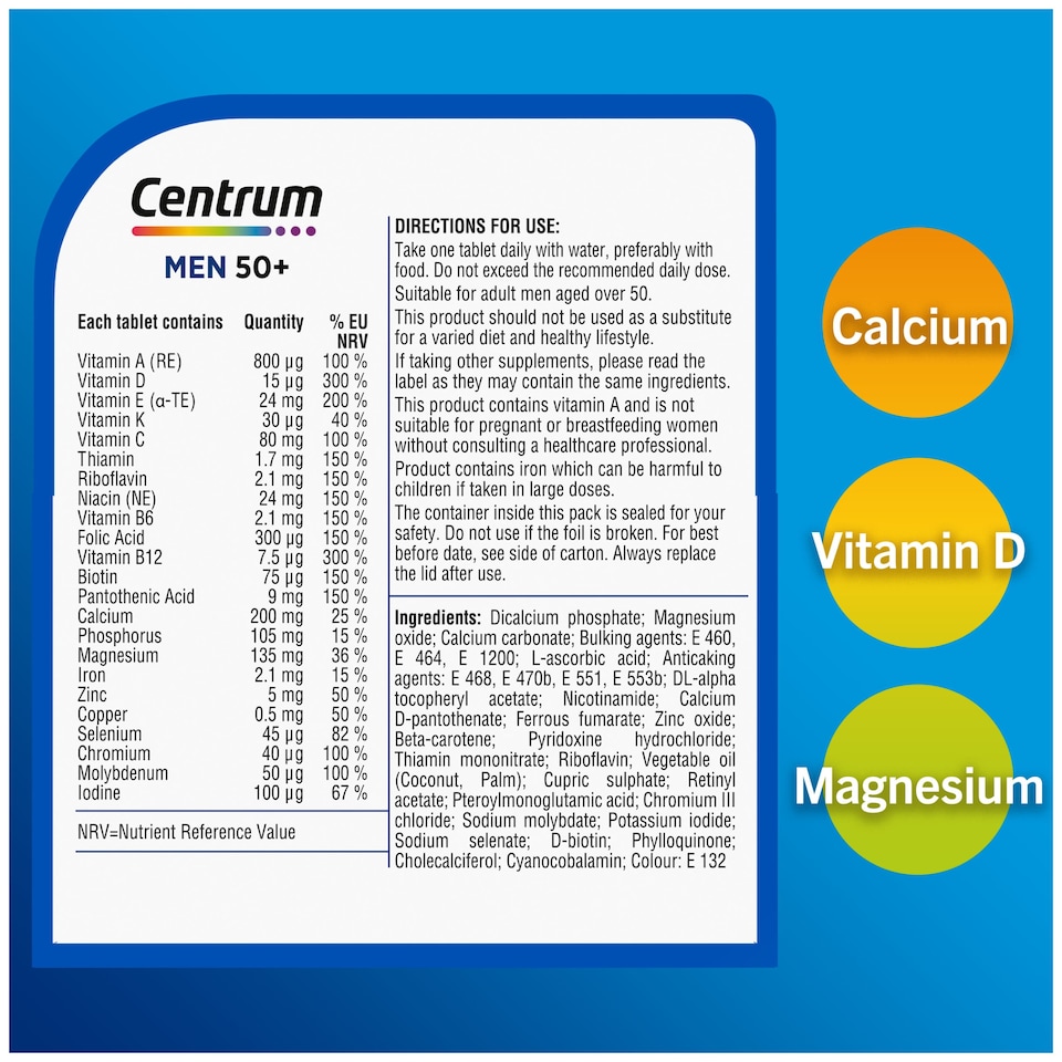 image 1 of Centrum Men 50+ Multivitamin Tablets 30s