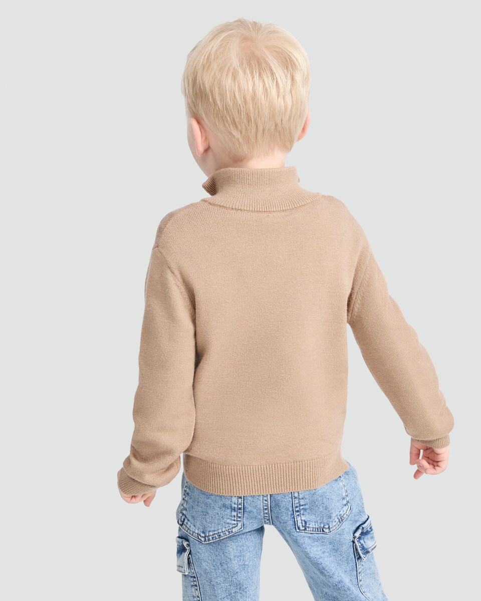 image 1 of F&F x Samantha Faiers Knitted Half Zip Jumper in Med Nude