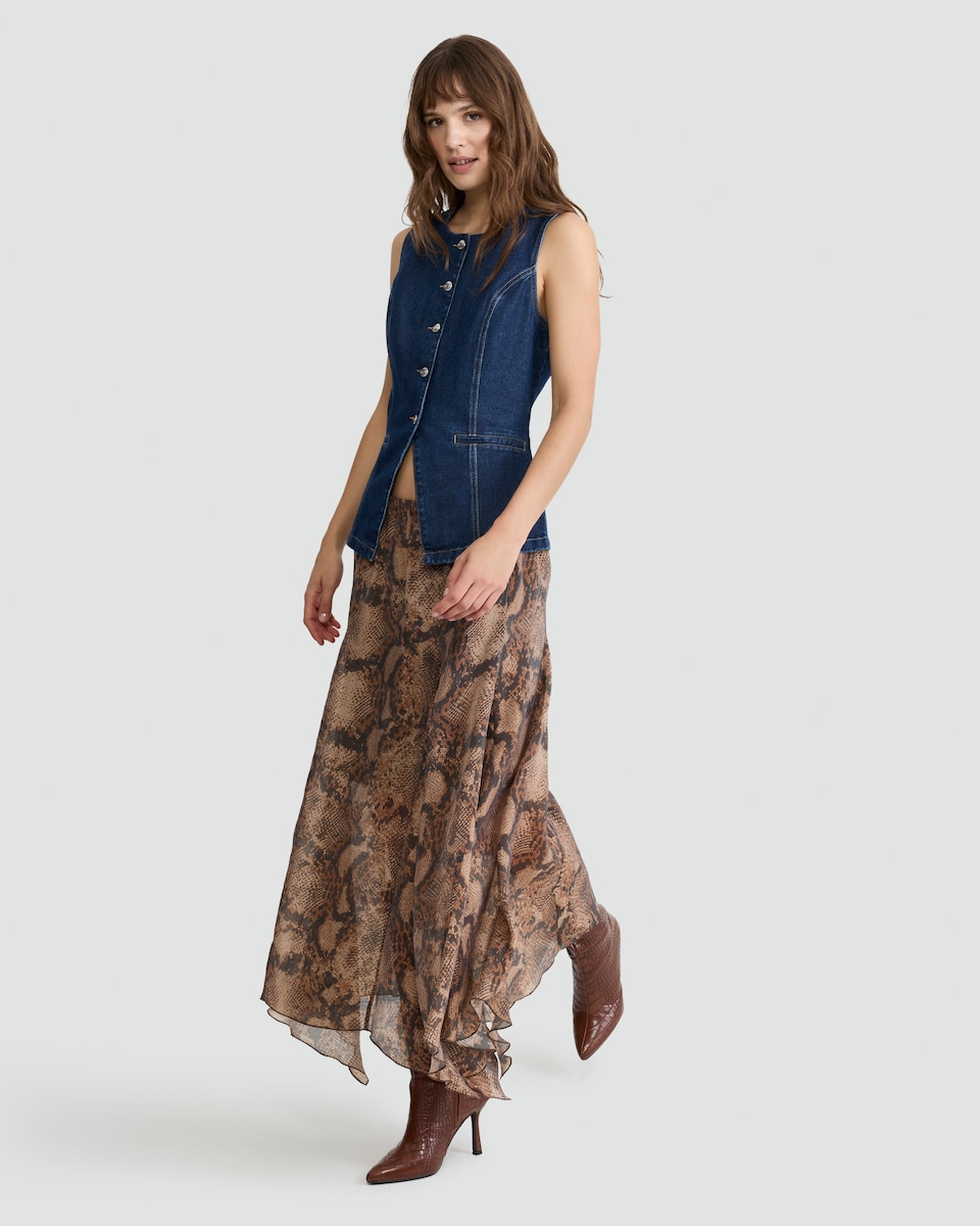 image 1 of F&F Pure Cotton Button Through Denim Waistcoat in Multi
