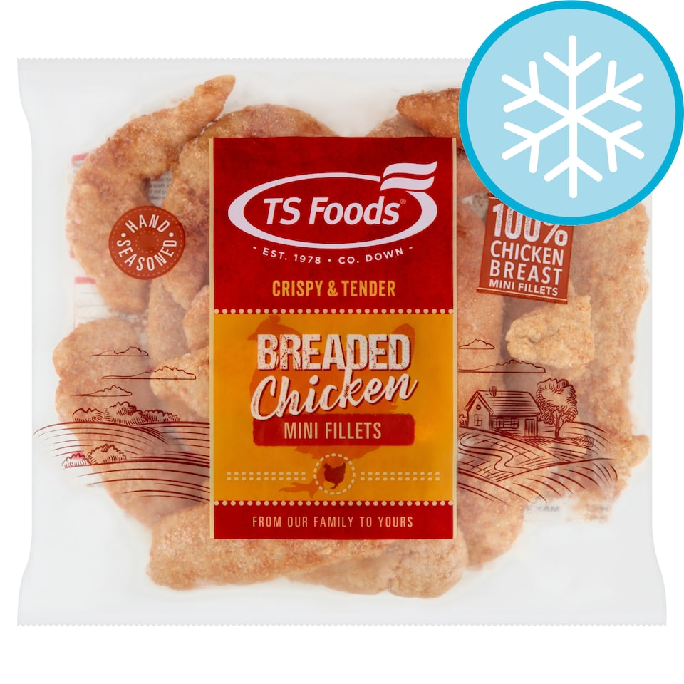 T S Breaded Chicken Breast Mini Fillets 1Kg