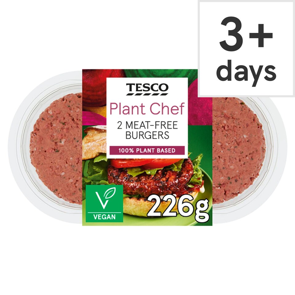 Tesco Plant Chef 2 Meat Free Burgers 226G Tesco Groceries