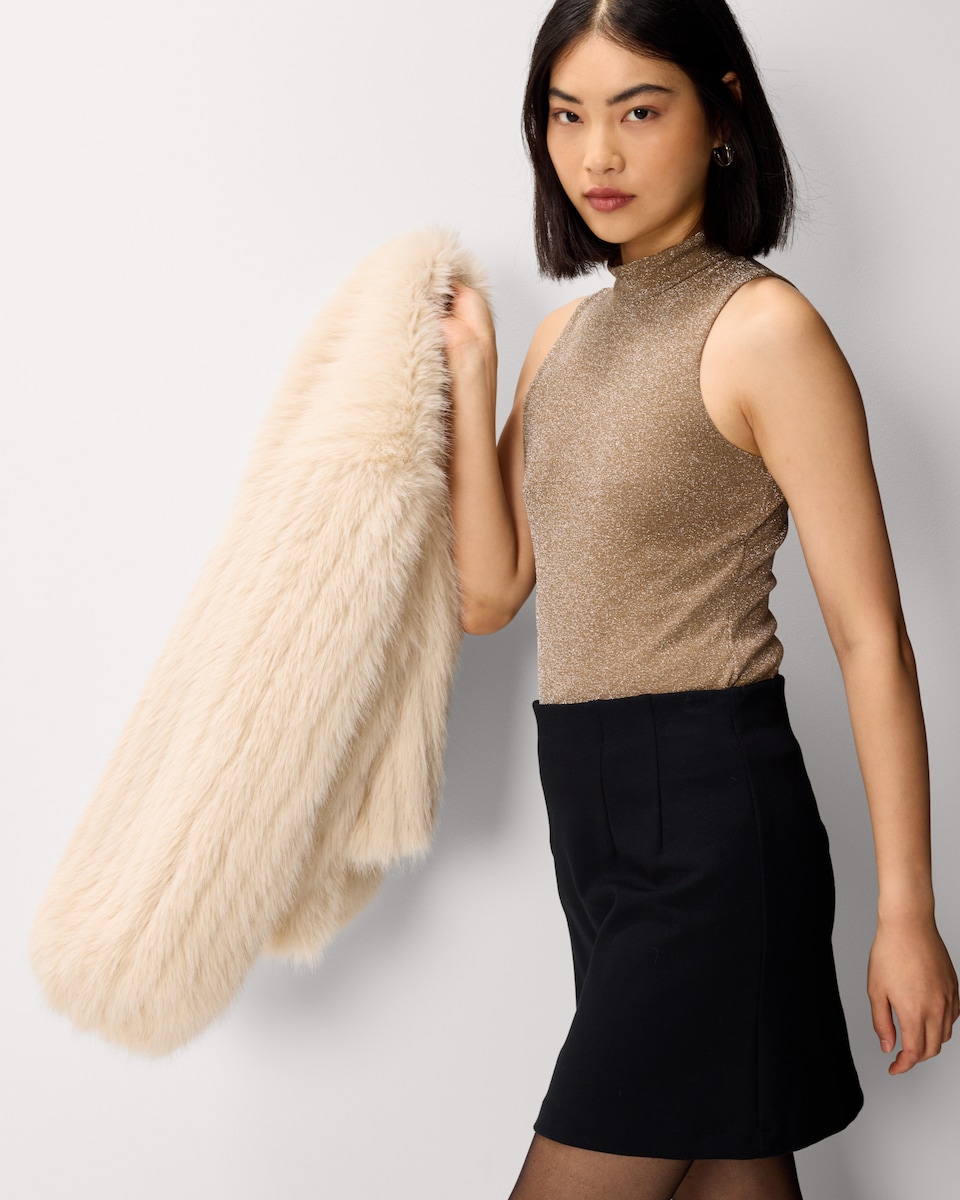 image 1 of F&F Glitter High Neck Vest in Neutral
