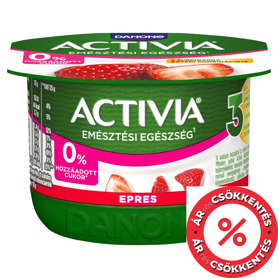 Danone Activia epres joghurt élőkultúrával, édesítőszerekkel 125 g