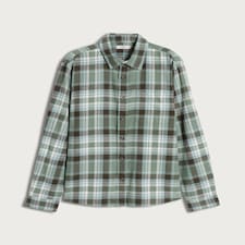 F&F Pure Cotton Check Print Long Sleeved Shirt in Green