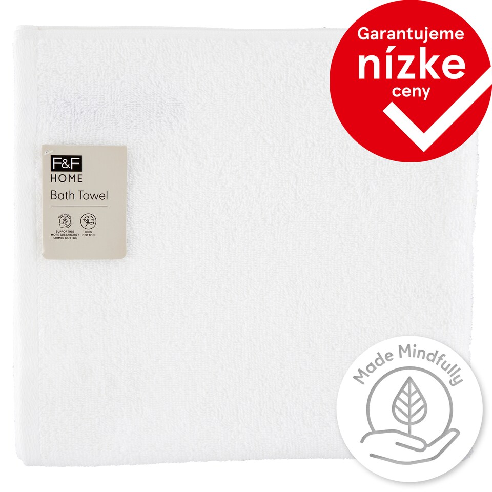 F&F Home White Bath Towel 70 cm x 120 cm