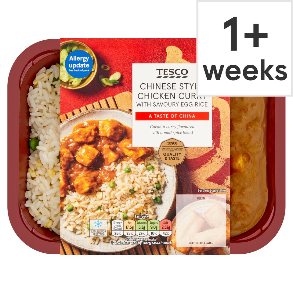 TESCO CHINESE STYLE CHICKEN CURRY WITH EGG RICE 400G