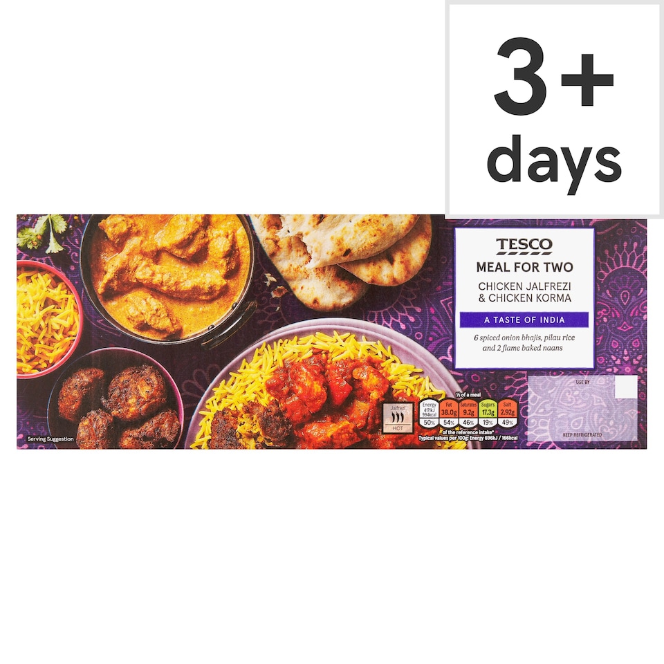 Tesco Chicken Jalfrezi & Chicken Korma Meal For Two 1.197Kg