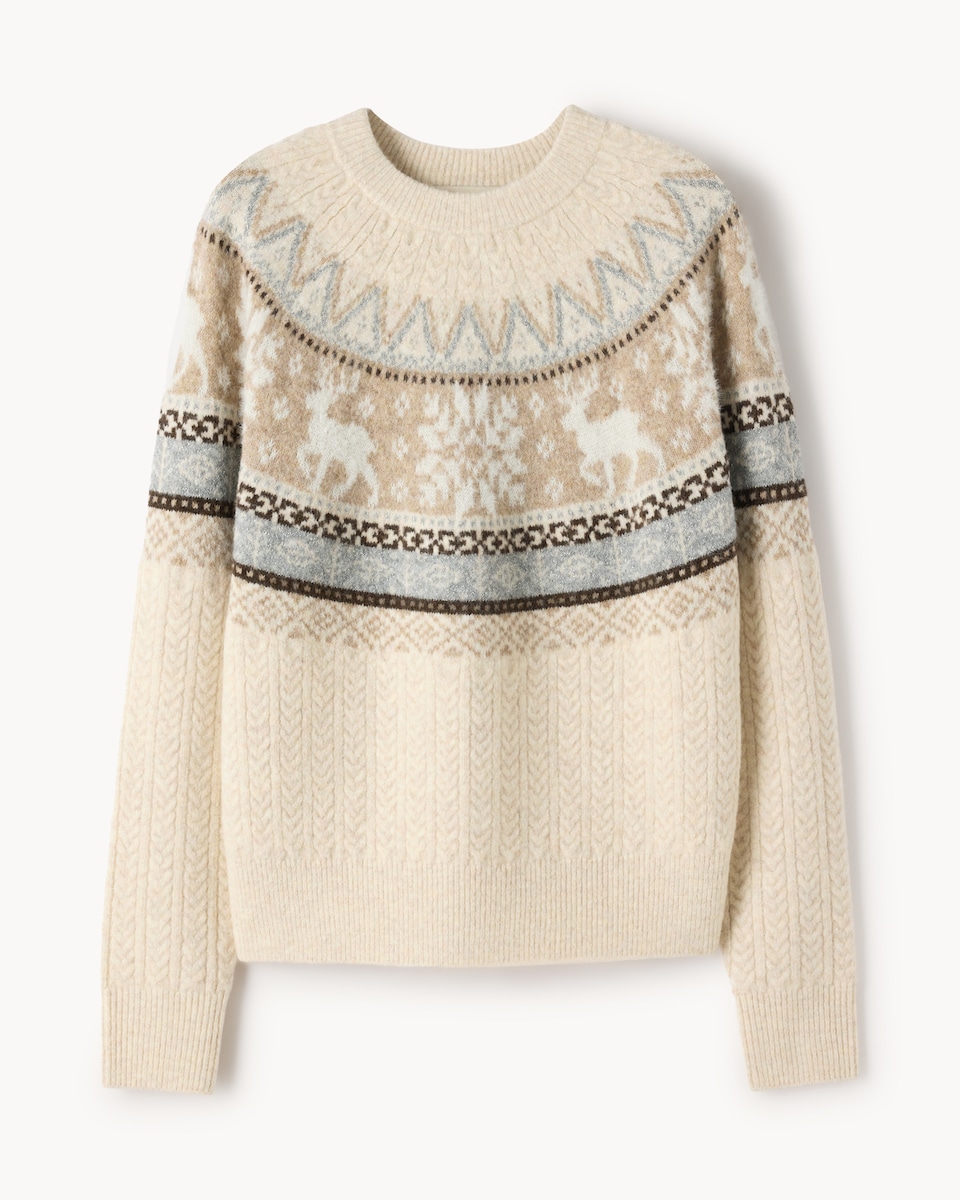 image 1 of Christmas Fair Isle Matching Family Jumper in Neutral