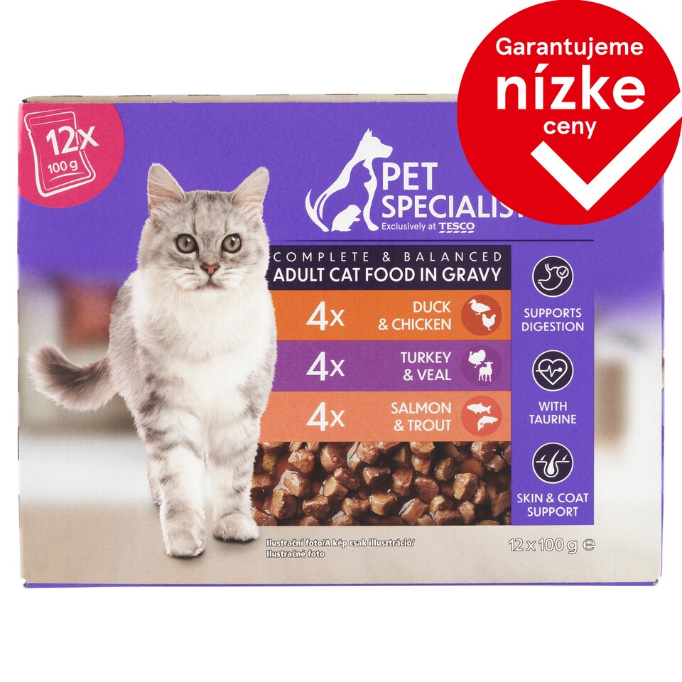 Pet Specialist Kompletné krmivo pre dospelé mačky v omáčke 12 x 100 g (1200 g)