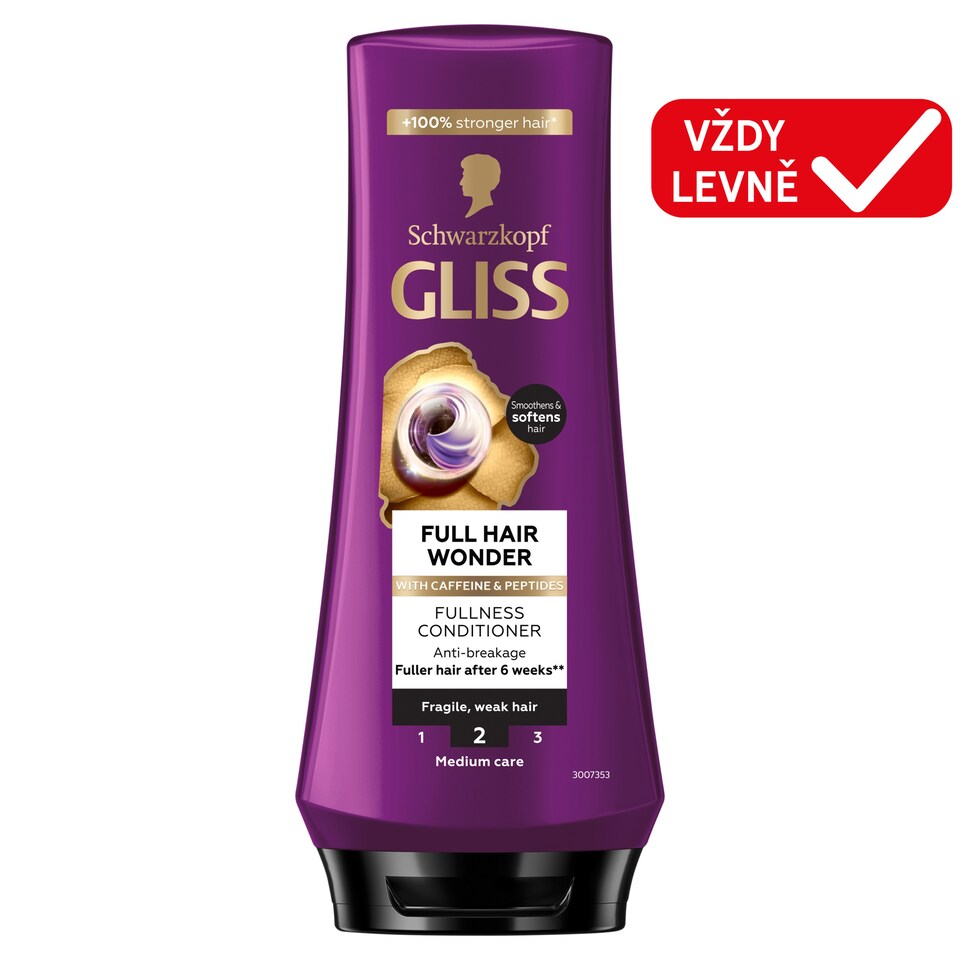 image 1 of Schwarzkopf Gliss Full Hair Wonder Fullness Conditioner with Caffeine & Peptides 200ml