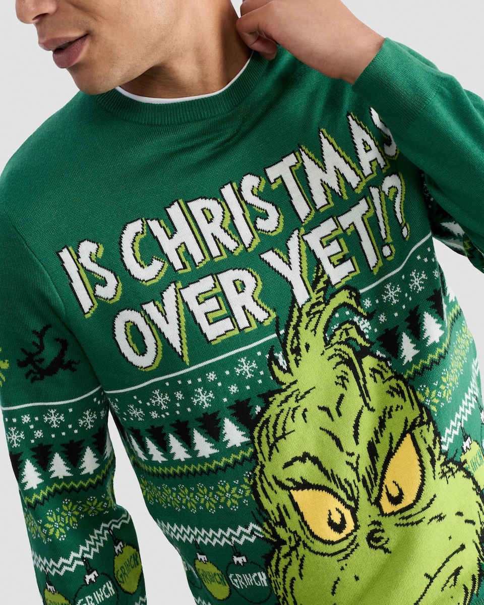 image 1 of The Grinch Knitted Christmas Jumper in Green