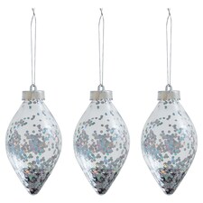 Tesco 3 Pack Silver Filled Shaker Drop Hanging Decorations