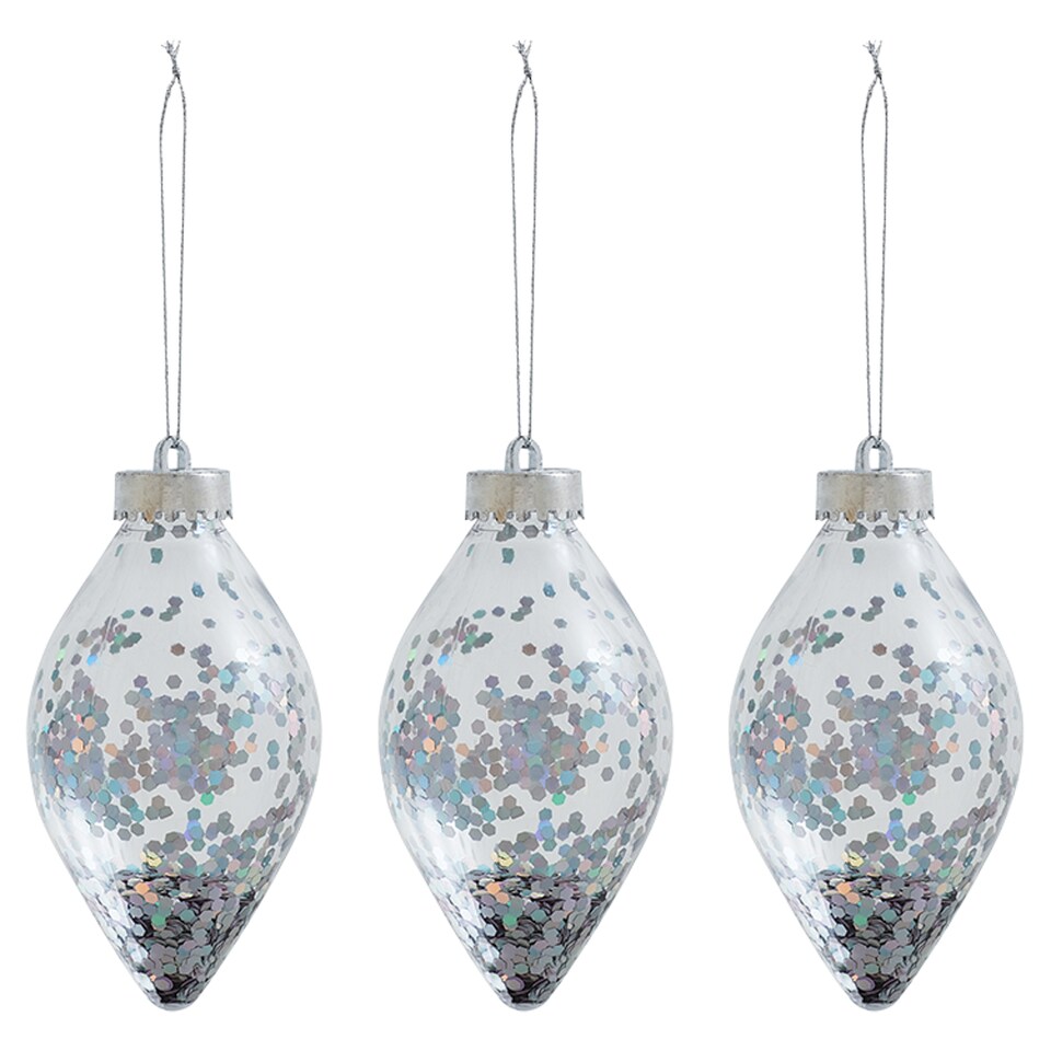 Tesco 3 Pack Silver Filled Shaker Drop Hanging Decorations