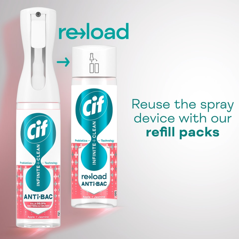image 1 of Cif Infinite Clean Antibacterial Spray Cleaner Apple & Jasmine 280 ml
