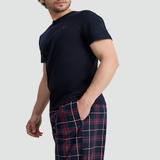 F&F Stag Embroidered T-Shirt and Check Long Pants Pyjamas in Multi