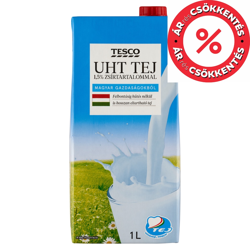Tesco UHT zsírszegény tej 1,5% 1 l