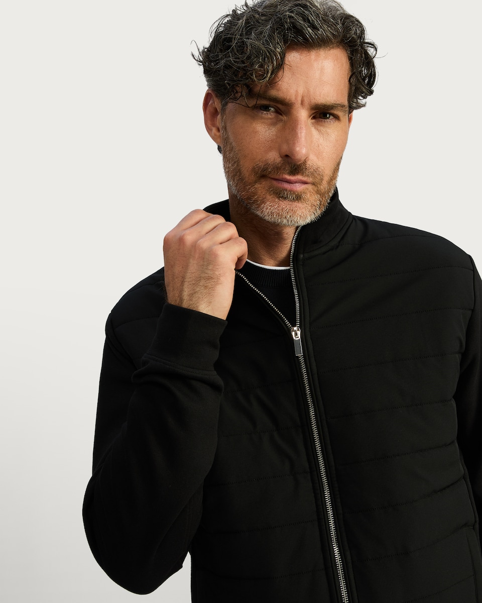 image 1 of F&F Quilted Front Zip Up Jacket in Black