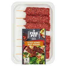 Tesco Firepit 6 Hot Honey Beef Kebab 360g