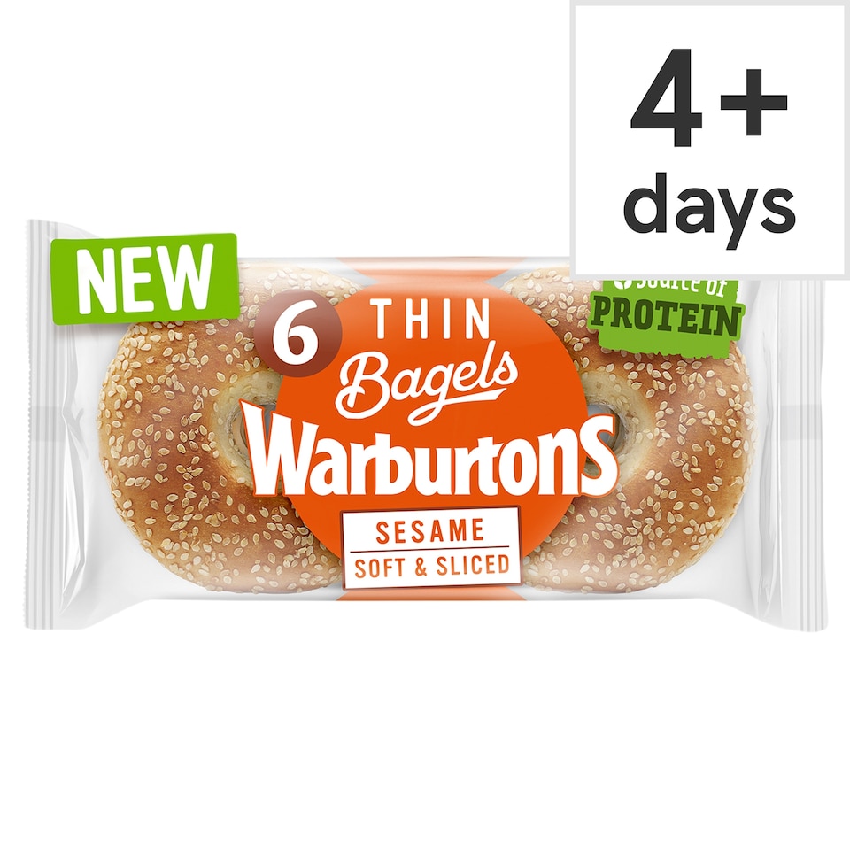 image 1 of Warburtons Thin Bagels - Sesame 6 Pack
