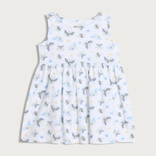 F&F Girls Pure Cotton Butterfly Print Sleeveless Dress in Blue