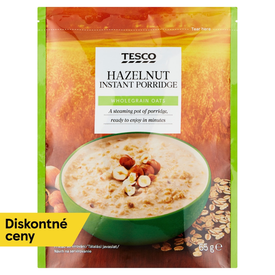 Tesco Instantná ovsená kaša s lieskovými orieškami 65 g