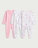 image 1 of F&F Baby 3-Pack Pure Cotton Fairy Print Long Sleeved Sleepsuits in Pink
