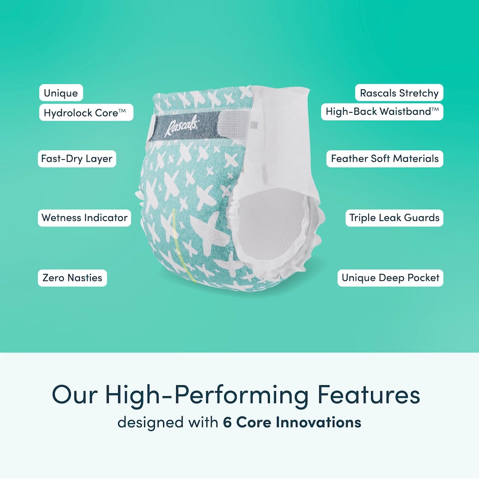 image 1 of Rascals Premium Nappies, Size 1 | 54 Pack
