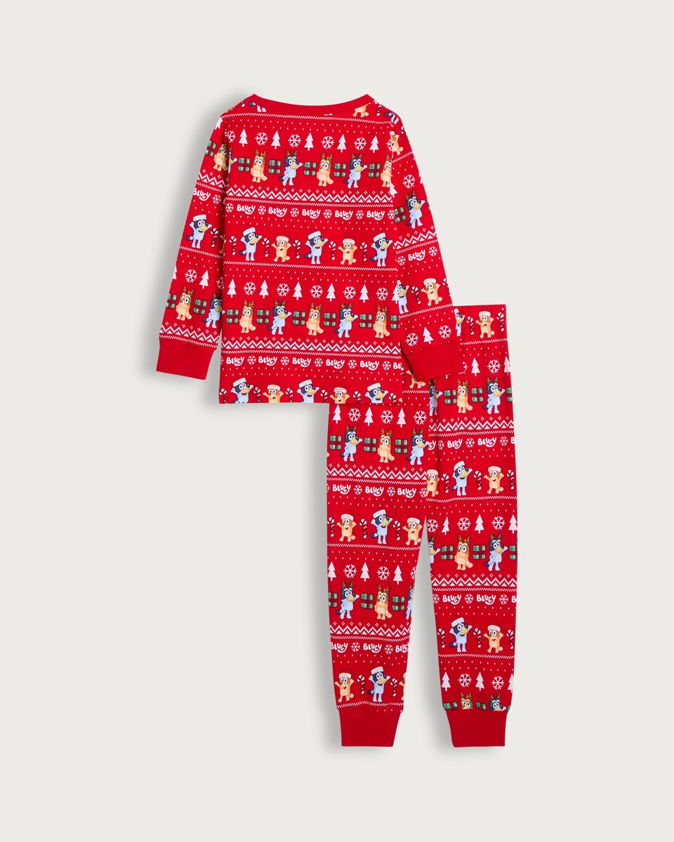 image 1 of Bluey Matching Family Christmas Pyjamas in Red