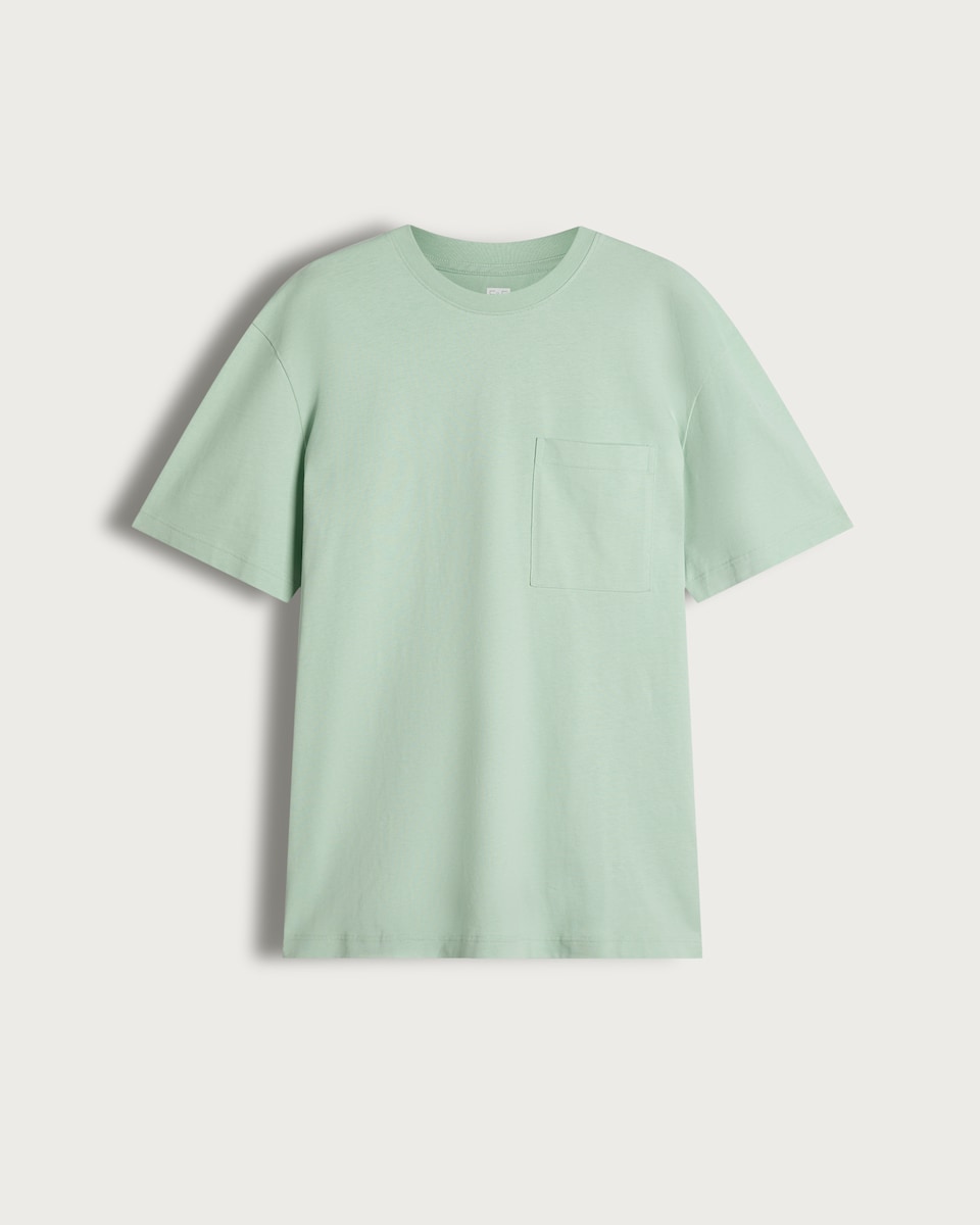 image 1 of F&F Pure Cotton Oversized Pocket Detail T-Shirt in Green